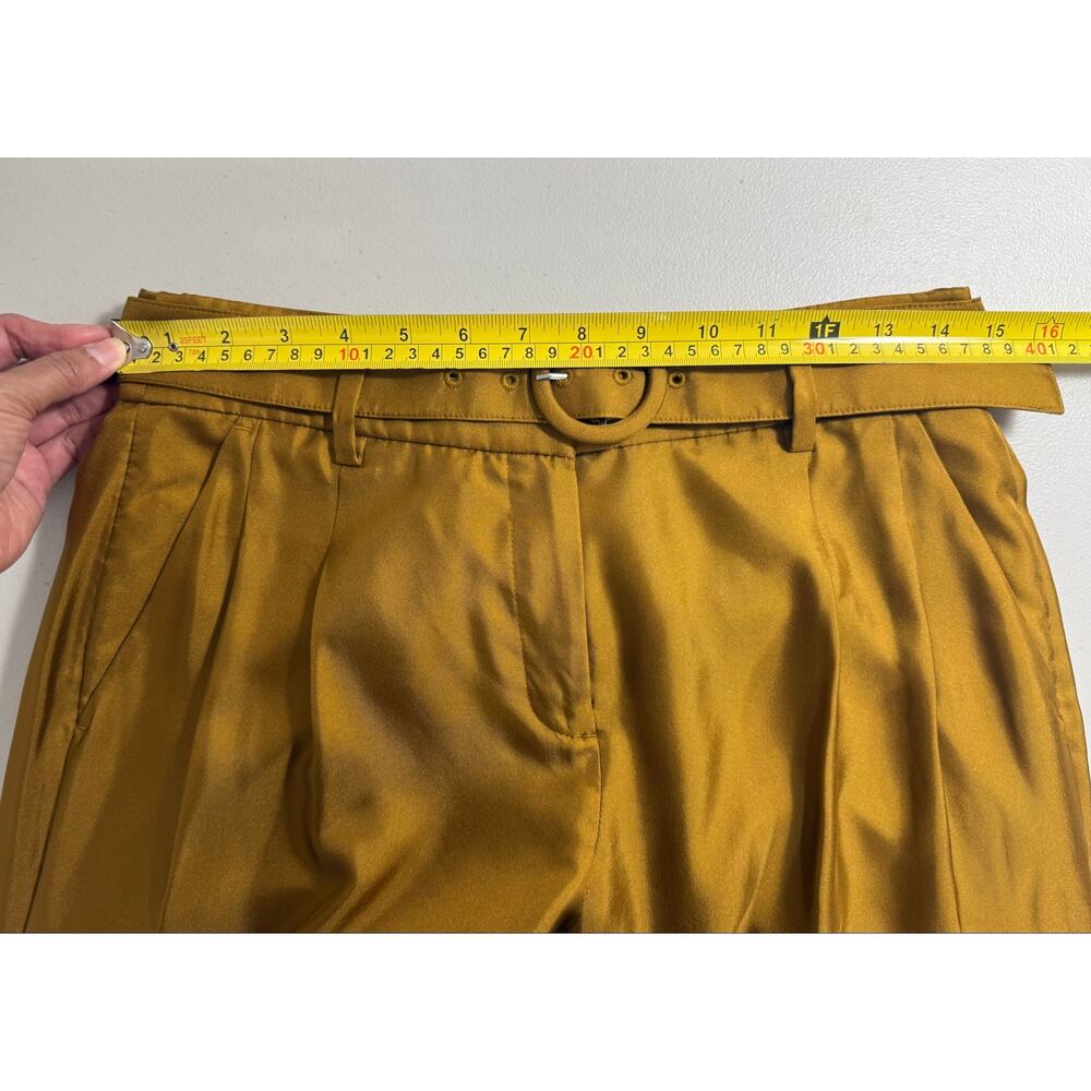 J.Crew Collection Silk Twill High Rise Belted Wide Leg Trouser Golden Brandy 2 - Picture 10 of 12